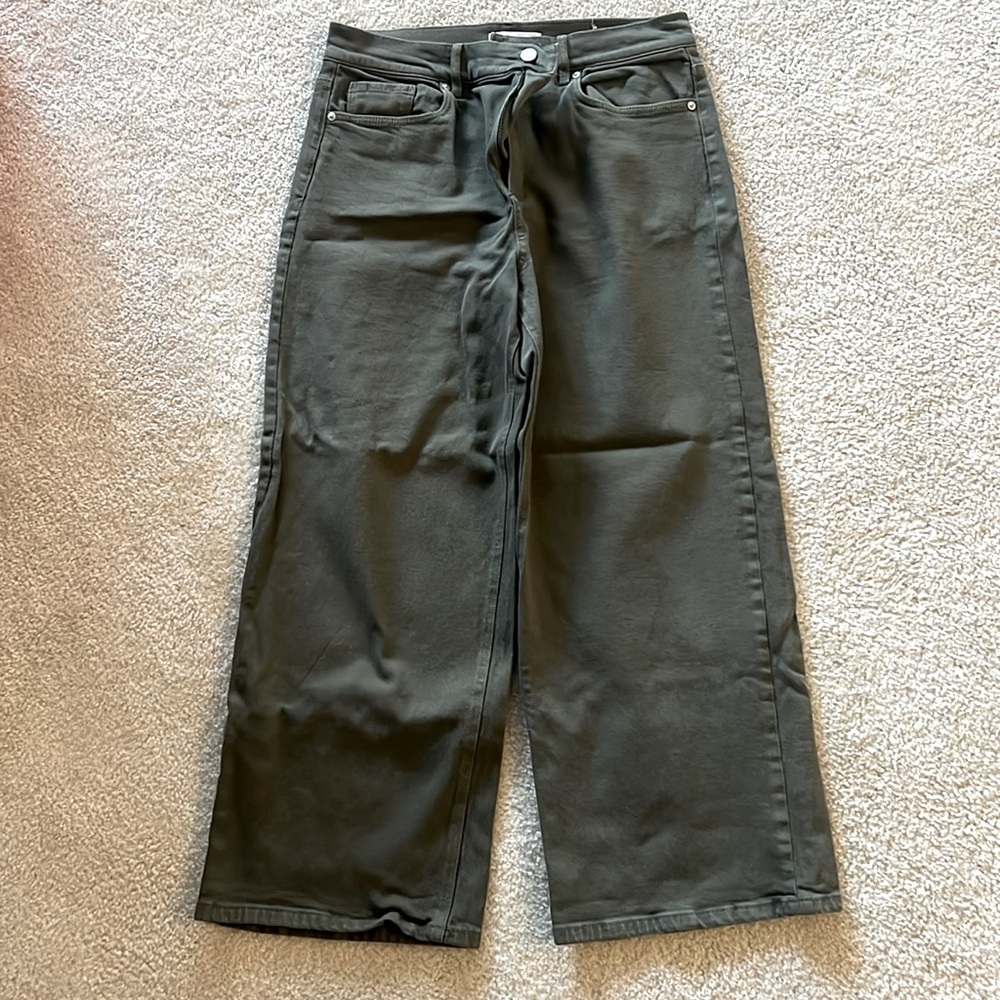 Loft Size 8/29 wide leg jeans olive green